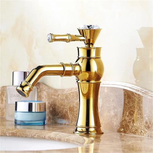 Badezimmerarmatur in Antik-Bronze mit schwenkbarem Auslauf und Mischbatterie für heißes und kaltes Wasser für Waschbecken von KHYTEBV