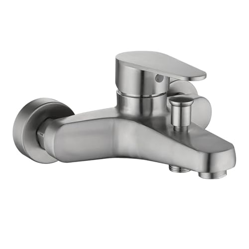 Edelstahl Badezimmer Dusche Wasserhahn Set mit Heiß Kalt Wasser Mischventil für Badewanne Wasserhahn von KHYTEBV