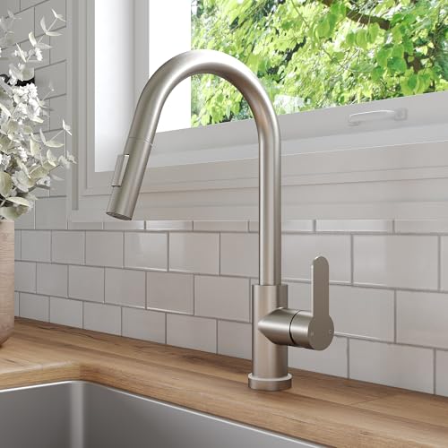 Hochgewölbter, herunterziehbarer Küchenhahn mit Einhebel-Wasserhahn aus Edelstahl für Waschküchen und Barspülen im Bauernhaus-Wohnmobil-Camper Hochgewölbter, herunterziehbarer Küchenhahn mit Einhebel-Wasserhahn aus Edelstahl für Waschküchen und Barspülen im Bauernhaus-Wohnmobil-Camper von KHYTEBV