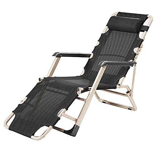KHYTEBV Leichter Gartenstuhl, extra großer Liegestuhl, klappbar, Sonnenliege mit Kopfstütze, bis 180 kg belastbar, für Garten, Balkon, Strand von KHYTEBV