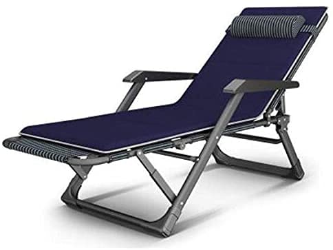 KHYTEBV Verstellbarer, klappbarer Loungesessel mit Baumwollkissen, Liegestuhl für Garten und Terrasse, belastbar bis 240 kg, Kopfkissen, Schwarz und Weiß von KHYTEBV