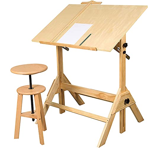KHYTEBV Zeichentisch, Basteltisch mit Verstellbarer Höhe und kippbarem Tablett für Kunstwerke, Grafikdesign, Lesen, Schreiben von KHYTEBV