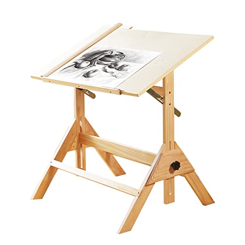 KHYTEBV Zeichentisch, Zeichentisch aus Holz, 35,4 x 23,6 Zoll, extra großer Maltisch, Verstellbarer Winkel und Höhe der Schreibtischplatte, mit Messlineal, von KHYTEBV