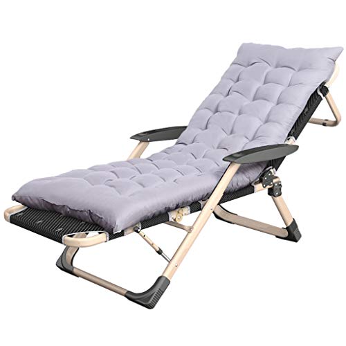 KHYTEBV Zero Gravity Chair Sonnenliege Strandbett Liegestuhl Garten Klappbar 5-Fach verstellbar Terrassenliege mit grauem Kissen, Stütze 4 von KHYTEBV