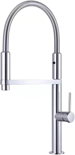 Küchenarmatur aus massivem Messing mit Doppelauslauf, herausziehbarer Sprüher, hoher Bogen, Einhebelmischer, heißes und kaltes Wasser von KHYTEBV