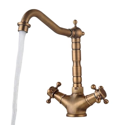 Küchenarmatur im Landhausstil im Antik-Bronze-Stil mit zwei Griffen, Einloch-Design, Warm- und Kaltwasser, kommerzieller Bar-Spültischhahn Küchenarmatur im Landhausstil im Antik-Bronze-Stil mit zwei Griffen, Einloch-Design, Warm- und Kaltwasser, kommerzieller Bar-Spültischhahn von KHYTEBV