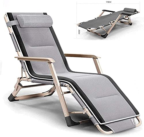 Liegende Sonnenliege mit gepolstertem Kissen, Loungesessel, zusammenklappbar, Schwerelosigkeitsliege, tragbare Liegestühle, Gartenstühle für Büro, Cam von KHYTEBV