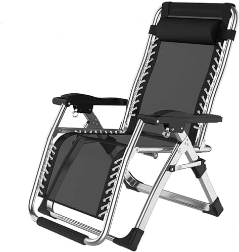 Lounge Chair, Schwerelosigkeitsstühle, klappbar, gepolstert, Liegestühle, strapazierfähige Sonnenliegen für Menschen, Garten-Strand-Lounge-Sessel mit dickem Kissen, B, B von KHYTEBV