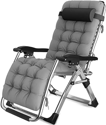 Lounge Chair, Schwerelosigkeitsstühle, klappbar, gepolstert, Liegestühle, strapazierfähige Sonnenliegen für Menschen, Garten-Strand-Lounge-Sessel mit dickem Kissen, B, B von KHYTEBV