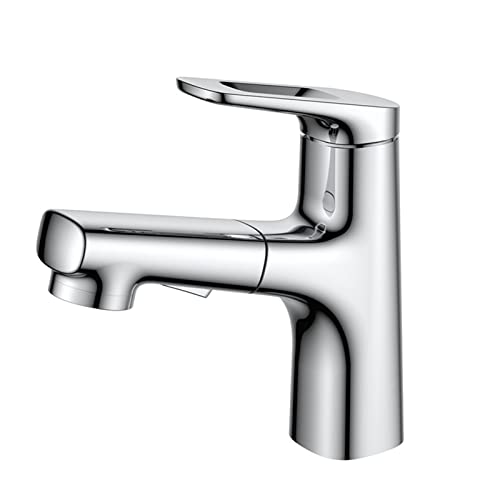 Messing-Badezimmer-Wasserhahn, herausziehbarer Sprüher, 2-Wege-Auslauf, Einloch-Waschtisch-Mischbatterie zur Deckmontage für Waschbecken Messing-Badezimmer-Wasserhahn, herausziehbarer Sprüher, 2-Wege-Auslauf, Einloch-Waschtisch-Mischbatterie zur Deckmontage für Waschbecken von KHYTEBV