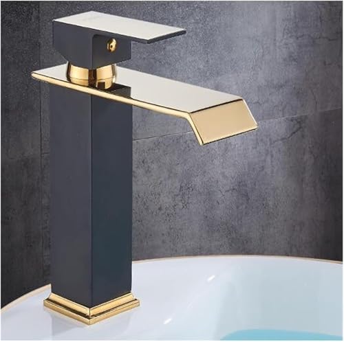 Quadratischer Wasserhahn aus Messing für Küche und Bad, Einhebel-Wasserhahn mit Wasserfall-Spüle und Mischbatterie für heißes und kaltes Wasser – modern und langlebig von KHYTEBV