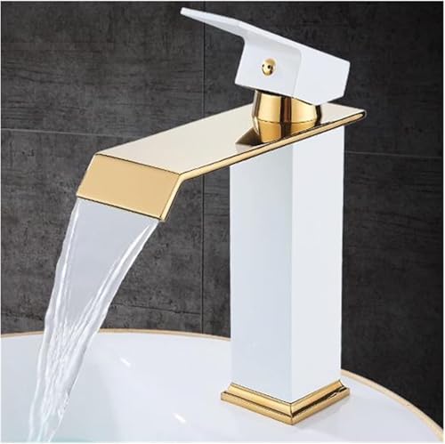 Quadratischer Wasserhahn aus Messing für Küche und Bad, Einhebel-Wasserhahn mit Wasserfall-Spüle und Mischbatterie für heißes und kaltes Wasser – modern und langlebig von KHYTEBV