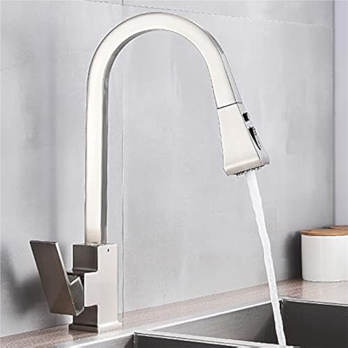 Schlankes Design, quadratisch, ausziehbar, Küchenarmatur, Einhebel, 360°-Drehung, Warm-/Kaltmischbatterie, langlebig, moderner Wasserkranhahn von KHYTEBV