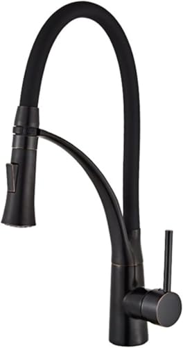 Schwarz Messing Moderne Küche Wasserhahn Einzigen Griff Rotation Mischbatterie Pull Out Sprayer Heißes Kaltes Wasser von KHYTEBV