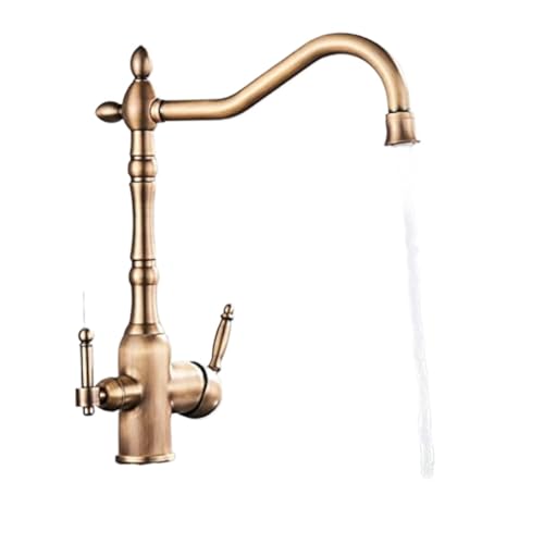 Wasserhahn für gewerbliche Küchenspülen in Bars und Bauernhäusern, 360 Grad drehbar, Mischbatterie mit zwei Griffen und Filter mit zwei Wasserfunktionen von KHYTEBV