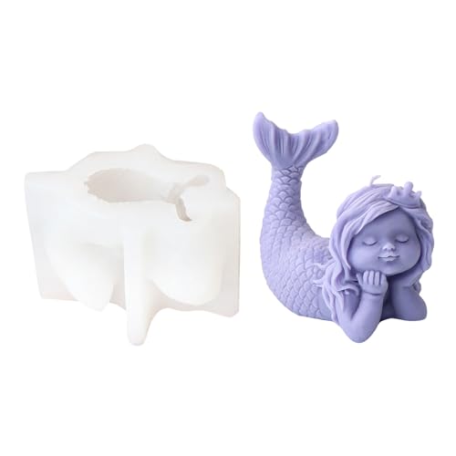 3d Meerjungfrau Kerze Silikonform Kuchen Schokolade Backform Handgemachte Seife Formen Schlafmädchen Statue Exploy Harz von KHZen