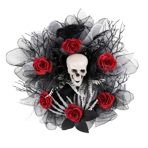 KHZen Verstellbare Halloween Rose Skull Flower Hoop Schöne Blumenkranzdekoration Für Halloween Kostümpartys KHZen Verstellbare Halloween Rose Skull Flower Hoop Schöne Blumenkranzdekoration Für Halloween Kostümpartys von KHZen