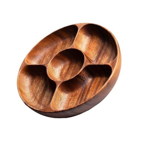 Obstplatte Trockennahrung Aufbewahrungsschale Holz Geteilte Portionen Tablett Snacks Platten Tablett Für Obstnuss Snacks Dauern von KHZen