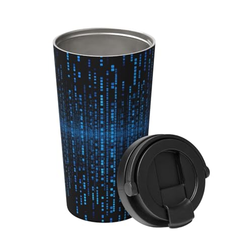 KHiry Isolierter Kaffeebecher mit Deckel The Blue Binary Matrix Reisebecher Edelstahl Tumbler Cup für Reisen Doppelwandige Kaffeetasse für Büro Kaffee Tumbler Tasse zum Warmhalten von Eiskaffee Tee KHiry Isolierter Kaffeebecher mit Deckel The Blue Binary Matrix Reisebecher Edelstahl Tumbler Cup für Reisen Doppelwandige Kaffeetasse für Büro Kaffee Tumbler Tasse zum Warmhalten von Eiskaffee Tee von KHIRY