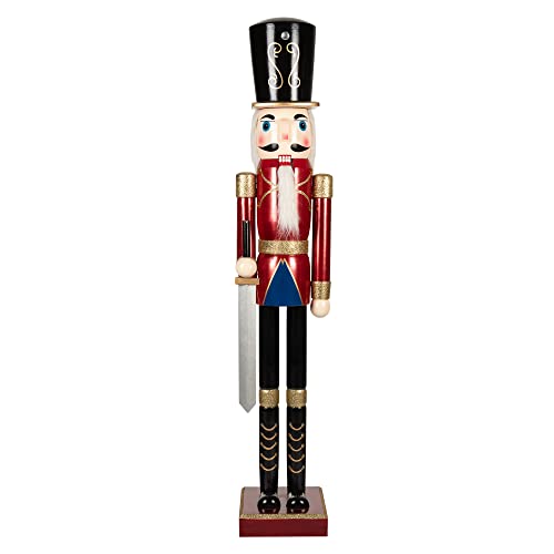 KI Store 120 cm Weihnachten Nussknacker Lebensgröße Groß XXL Holz Nussknacker Figur Weihnachtsdekoration (Rot Soldier) von KI Store