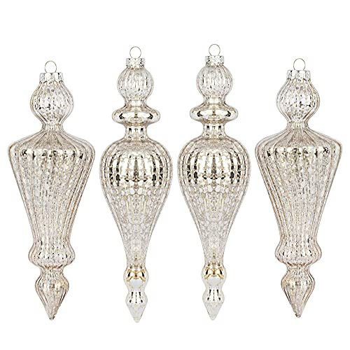 KI Store weihnachtskugeln Gold Glas 4 Stücke Ornamente für Weihnachtsbaum Christbaumkugeln Glas Weihnachtsdekoration Kugeln (Silber) von KI Store