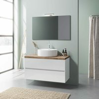 100 Cm Badmöbel-Set In Holzoptik Weiss Und Eiche Natur Elba von KIAMAMI VALENTINA