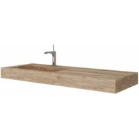 Kiamami Valentina - Aussermittiges Waschbecken Links, 120Cm, Hpl Holz Honig Eiche von KIAMAMI VALENTINA