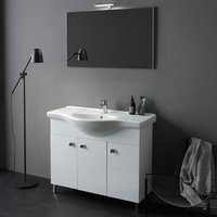 Badezimmerschrank 105Cm Weiss Poliert, Spiegel 100X60 Und Lampe Smeraldo von KIAMAMI VALENTINA