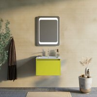Badezimmerschrank Olivgrün 60Cm, Keramikwaschbecken Und Spiegel Monaco von KIAMAMI VALENTINA