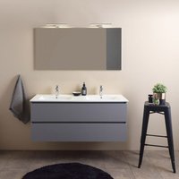 Badmobel Mit Doppelwaschbecken 120Cm Und Schubladen In Grau Barcellona von KIAMAMI VALENTINA
