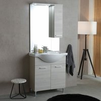 Bodenstehender Badezimmerschrank 75Cm Grau In Holzoptik Rimini von KIAMAMI VALENTINA