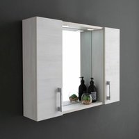 Container Badezimmerspiegel Mit Zwei Weissen Eichenwandschränken Und Led-Beleuchtung von KIAMAMI VALENTINA