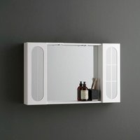 Container Badezimmerspiegel 92Cm 2 Wandschränke Mit Spiegeltür Und Led-Licht von KIAMAMI VALENTINA
