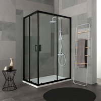 Duschkabine 80X100 Cm, Höhe 190 Cm, Mit Schwarzem, Mattem Profil Und Transparentem Kristallglas City von KIAMAMI VALENTINA