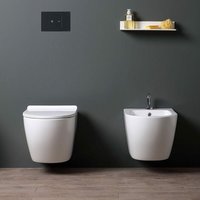 Kiamami Valentina - Hängekeramik-Sanitärgarnitur Bidet Und Wc Mit Toilettendeckel Folk von KIAMAMI VALENTINA