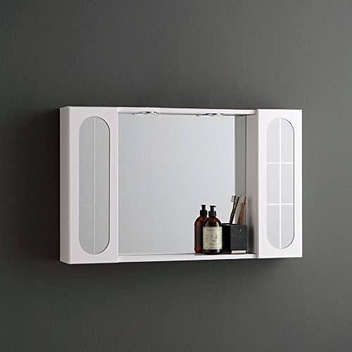 KIAMAMI VALENTINA 2-türiger Badspiegel 92x 57cm mit LED-Lampe und Ablage von KIAMAMI VALENTINA
