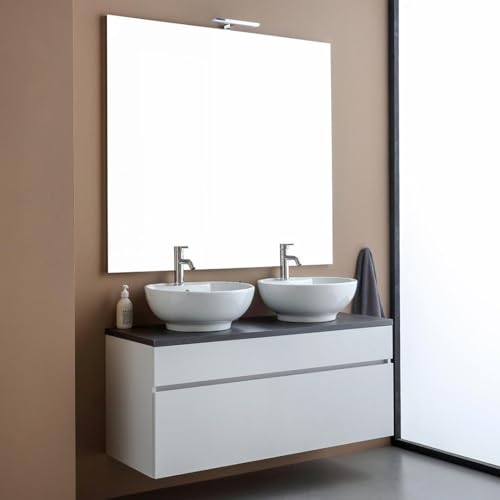 KIAMAMI VALENTINA Weißer Badunterschrank 120 cm mit anthrazitgrauer Konsolenplatte und Spiegel | Sole von KIAMAMI VALENTINA