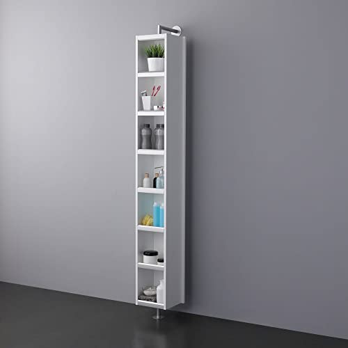 KIAMAMI VALENTINA - Colonna Bagno Rotante 360° | Specchio a Tutta Altezza | 6 Ripiani Fissi | Supporti in Alluminio | Design Moderno | Prodotto in Italia, Bianco, Legno von KIAMAMI VALENTINA