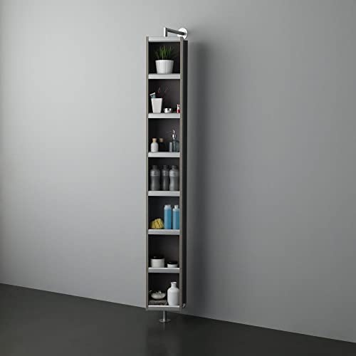 KIAMAMI VALENTINA DREHSCHRANK MIT Spiegel UND OFFENE Regale GRAU von KIAMAMI VALENTINA
