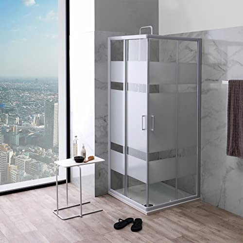 KIAMAMI VALENTINA Duschabtrennung 70x70 4mm siebbedrucktes Glas weißes Profil | Venere von KIAMAMI VALENTINA