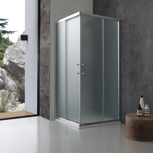 KIAMAMI VALENTINA Eck-Duschkabine quadratisch 90x90 cm aus mattiertem, aufgerautem Glas | Giada von KIAMAMI VALENTINA