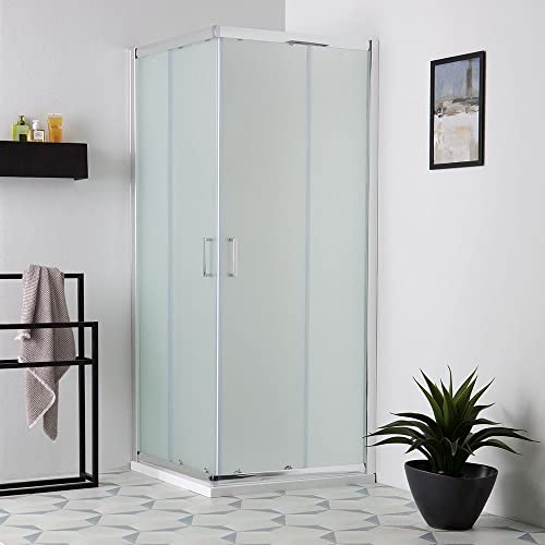 KIAMAMI VALENTINA Eckeinstieg Duschabtrennung aus 6mm satiniertem Glas in 90 X 90cm von KIAMAMI VALENTINA
