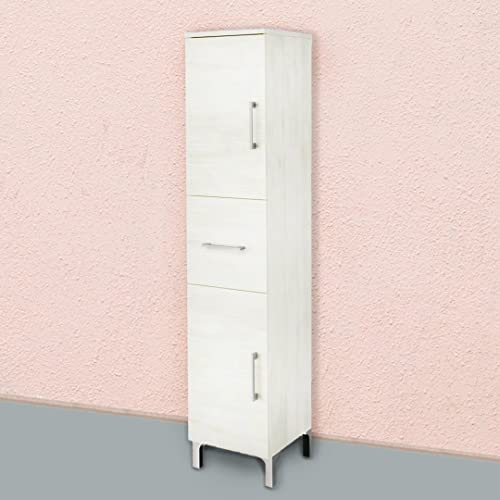 KIAMAMI VALENTINA Bad-Hochschrank 150 cm, bodenstehend, in Holzoptik weiß | Rimini von KIAMAMI VALENTINA