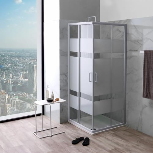 KIAMAMI VALENTINA Quadratische Duschkabine 80x80 Glas mit Siebdruck und weißen Profilen |Venere von KIAMAMI VALENTINA