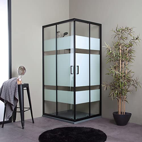 Rechteckige Duschkabine 80x120 mattschwarz mit 6mm siebbedrucktem Glas | City von KIAMAMI VALENTINA