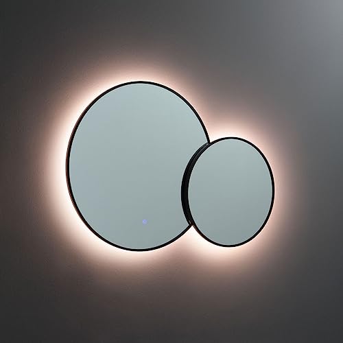 KIAMAMI VALENTINA Runder Designspiegel mit schwarzem Rahmen 103x70 und LED Hintergrundbeleuchtung von KIAMAMI VALENTINA