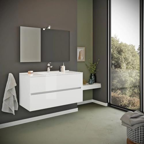KIAMAMI VALENTINA Schwebendes Badezimmermöbel 90 cm mit glänzend weißen Schubladen Benaco KIAMAMI VALENTINA Schwebendes Badezimmermöbel 90 cm mit glänzend weißen Schubladen Benaco von KIAMAMI VALENTINA