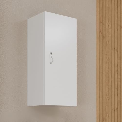 KIAMAMI VALENTINA Wandhängender Schrank mit umkehrbarer Tür in glänzendem Weiß, Easy-Serie. von KIAMAMI VALENTINA