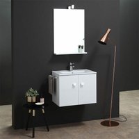 60 Cm Badezimmerschrank Mit Waschbecken Und Spiegel Quadratische Linie von KIAMAMI VALENTINA