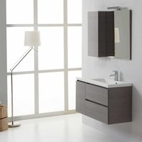 Kiamami Valentina - 90X39cm Unterschrank Mit Waschtisch, Spiegel Mit Led Lampe Und Hängeschrank Manhattan von KIAMAMI VALENTINA